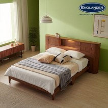잉글랜더 웨스트 원목 템바보드 LED 통깔판 침대(Sweet Slumber 스탠다드 필로우탑 매트-K), 프레임(월넛)+매트(LG)