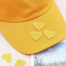 열접착 하트패치 의류 옷 리폼패치 옐로우 20p