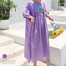 도오빠 여성 원피스 빅사이즈 롱원피스 반팔원피스 엠파이어원피스 퍼프 여자롱원피스 캐주얼 데일리 여자원피스 루즈핏 오버핏 시원한 편안한 여름원피스 여름여자원피스 반소매원피스 여름 국내배송