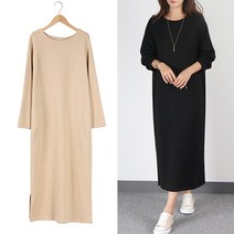 나인뮤즈 여성 루즈핏 겨울 니트원피스 빅사이즈 롱포켓원피스 ~3XL