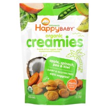 네이쳐 해피 베이비 Organic Creamies 냉동 건조 야채 과일 코코넛 밀크 스낵 사과 시금치 완도콩 키위 1 oz 28 g
