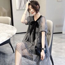 다낭원피스 발리 원피스 동남아 베트남 여행룩 휴양지룩 해외여행여름옷 동남아여름옷 여성의 드레스 캐주얼 여름 빛 미디 빈티지 플러스 사이즈 패션 튜닉 시폰 퍼프 슬리브