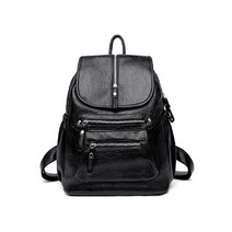 포멀 핸드백 SDFGH 여성가죽백팩 빈티지 여성숄더백 여행 여자 배그팩 Color Black Size One size