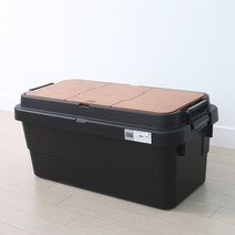 켐포바니 캠핑 수납 트렁크 카고 박스 70L   우드상판, 블랙(카고 박스)