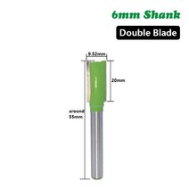 트리머 목공 라운딩 라우터 커터 코너 커터 생크 밀링 나무 조각 스트레이트 비트 텅스텐 카바이드 싱글 더블 라운더 모서리컷팅기코너재단기 모서리컷팅기, 6x9.52x20