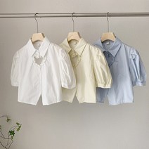 일상화보 하트팡 여성 반팔 프릴 블라우스
