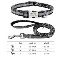강아지 리드줄 목줄 목걸이 및 가죽 끈 반사 반려동물 소형 핏불, 58.095GRAY - L