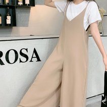 CØupang ⁀‿⁀G125146_끈나시 점프슈트 통치마바지 와이드점프슈트 멜빵바지 여성점프수트 멜빵팬츠 캐주얼바지Ｇo질라몰