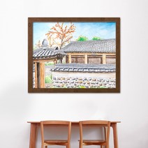 나봄갤러리 감나무와 기와집 4 감그림 감나무 액자 사업장추천그림, 4.내츄럴 브라운 액자, 1개
