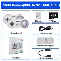 레트로 비디오 게임 콘솔 Hd TV 스틱 무선 컨트롤러 553 개 내장 휴대용 플이어 SNES 용, 1530 게임