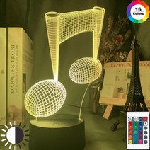 3D 홀로그램 팬 프로젝터 디스플레이 아크릴 3d 환상 밤 빛 음표 야간 조명 led, 리모컨이 있는 16가지 색상