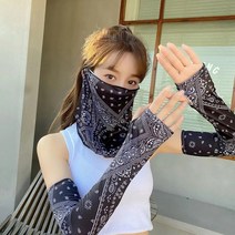 가엔가 블링블링 강력UV차단 패션 아이스 쿨토시 넥워머 세트 골프 등산 캠핑 자전거 아웃도어 쿨링토시, 블랙세트-MWDG01