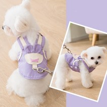 톰앤토미s 강아지 고양이 귀여운 토끼 귀 조끼형 하네스 리드줄 세트 (블루 그린 핑크 퍼플 레드 S~XL), L, 퍼플(큰토끼귀)