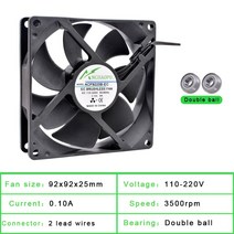 ANCHAOPU EC 브러시리스 냉각 팬 AC 110V 볼 베어링 2 전선 60mm 92mm 120mm 크기 옵션, 08 92x92x25mm