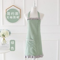 전자파차단앞치마 전자파차단앞치마 2021뉴타입 홈웨어 앞치마 주방가정용 셀럽타입 트랜드 여성스트라이프 얇은타입 작업복 방수 기름방지, T06-그린색(심플핏 민소매 앞치