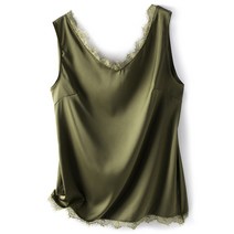여성 새틴 나시티 브이넥 레이스 심플 봄 여름 외출 여자 나시 상의 Satin sleeveless shirt XK0100
