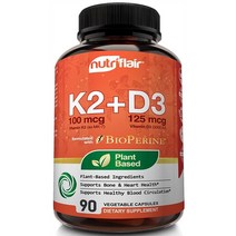 뉴트리플레어 비타민 K2 D3 90캡슐, 1개, 90개