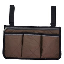 휠체어가방 석션기들어가는 장애인 휠체어 팔걸이 파우치 전기 스쿠터 사이드 행잉 백 정리 포켓 홀더 잡, 02 Coffee