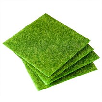 Artificial Turf Tiles Miniature House Greening Lawn Green Rugs Garden Mini Decoration, [01] 4pcs, [01] Green