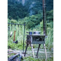 연통없는난로 펠렛난로 펠릿 야외용 캠핑용 캠핑화목난로 티타늄 차박 불멍, 양면 방화창 버전 캠핑스토브(산+엘크)
