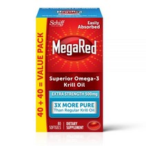 Schiff MegaRed Superior 3X 엑스트라 스트렝스 소프트젤 오메가 3 보충제 500 mg 80 소프트젤