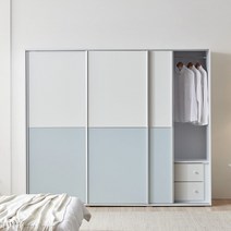 라자가구 이룸 2400 키큰 슬라이딩 옷장 장롱 E0 비스포크 자동댐핑도어, 소프트그레이, G형(이불장+이불장+수납옷장)