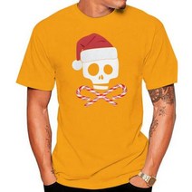 크리스마스 해골과 십자가 사탕 지팡이 산타 블랙 소프트 주니어 티셔츠 탑 레트로 O 넥 티셔츠, Men Ginger_XXL