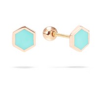 샤이어골드 정 육각 포인트 민트색 14K 피어싱 / 침 포함 전체 14K 정품