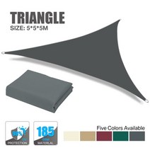 어닝 천막 고정 전동 접이식 테라스 수동 컨테이너 전원주택 차양막 280gsm 방수 sunshade sun shade sail for outdoor garden beach 캠핑, 회색 5x5x5m