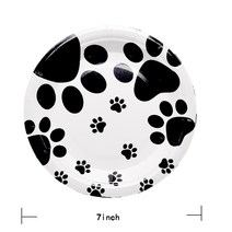 강아지 개 베이비 샤워 파티 세트 코기 발 인쇄 종이 접시 컵 허스키 오찬 냅킨 생일 장식 아이, 20 10pcs black plates