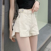 Crzen 빅사이즈 여자 데님 반바지 여름 얇은 와이드 반바지 23N402