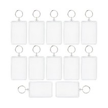 Framendino 24팩 아크릴 열쇠고리 블랭크 직사각형 사진 액자 삽입 빈 2x3인치, Clear, 12 Pack