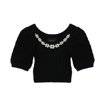 22FW SIMONE ROCHA 시몬로샤 크롭 케이블 니트 스웨터 블랙 HMK21CB0624
