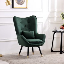 북유럽 1인용쇼파 디자인 소파 벨벳 독서 안락 의자 윙체어, 벨벳(다크그린)