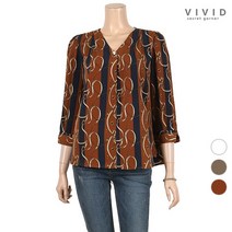 비비드시크릿가너 진주장식 브이넥 블라우스 VS134010