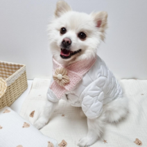 강아지 깔깔이 패딩 고양이옷 강아지옷, 화이트, 깔깔이패딩