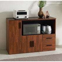 모던 블랙 (3색) 고급 사무실 탕비실 홈카페 렌지대 수납장 120cm/ 렌즈 주방 밥통, 오크