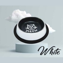 새끼고양이 흰색 원형 스텐 밥그릇 강아지밥그릇 개밥그릇 물그릇 고양이식판 스댄 펫, 1개