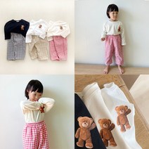 유아 아기 상하복 체크 바지 세트 백일 돌아기 가을 상하세트 어린이집 등원룩
