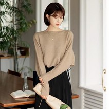시크라인 보트넥 돌먼 슬리브 루즈핏 니트탑