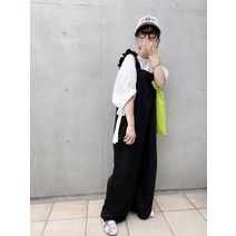 와이드점프수트 루즈핏 오버롤팬츠 여자바디수트 뷔스티에 나시