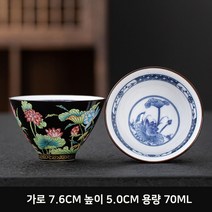 전통 찻잔 경덕진 빈티지 도자기 찻잔 70ml*2pcs, 블랙*2pcs, 2개