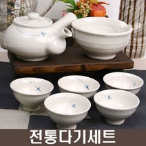 청화 베이지 5인 다기세트(8p)