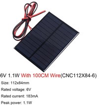 6v 태양 전지 패널 30 100 200cm 와이어 미니 태양계 diy 배터리 휴대 전화 충전기 0.6w 1w 1.1w 2w 3w 3.5w 4.5w 6w 10w, 6v 1.1w