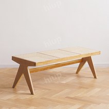 북유럽 라탄 벤치 의자 레트로 신발장 의자 다용도 의자, 우드 - 벤치형