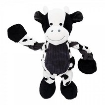 Outward Hound Pulleez 소 스퀴키 플러시 강아지 장난감 로프 포함 풀 스루 터그 액션, Thunda Tugga_Cow, Cow