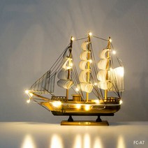 핸드메이드 요트 모형 범선 원목 장식품 거실 인테리어 조명, 콤보 7