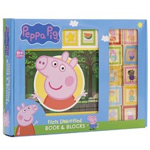 Peppa Pig - 10개의 나무 블록 및 인터랙티브 첫 번째 룩 및 찾기 보드 북 세트 - PI 키즈 [Board book]