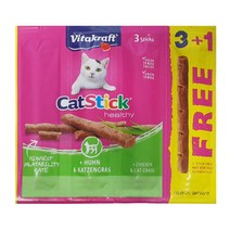 비타크래프트 캣스틱 고양이간식 3스틱입 져키/스틱, 03.치킨_캣그라스 3+1, 1개