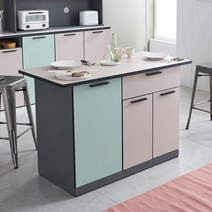 [에타홈] 아이랜드 식탁 공간활용 홈카페 원룸 아일랜드 홈바 수납장 조리대 인테리어, 믹스(상판민트)